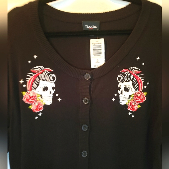 NWT Torrid Pin-up Rockabilly Skull Button Down Cardigan Size 3 - Picture 2 of 8